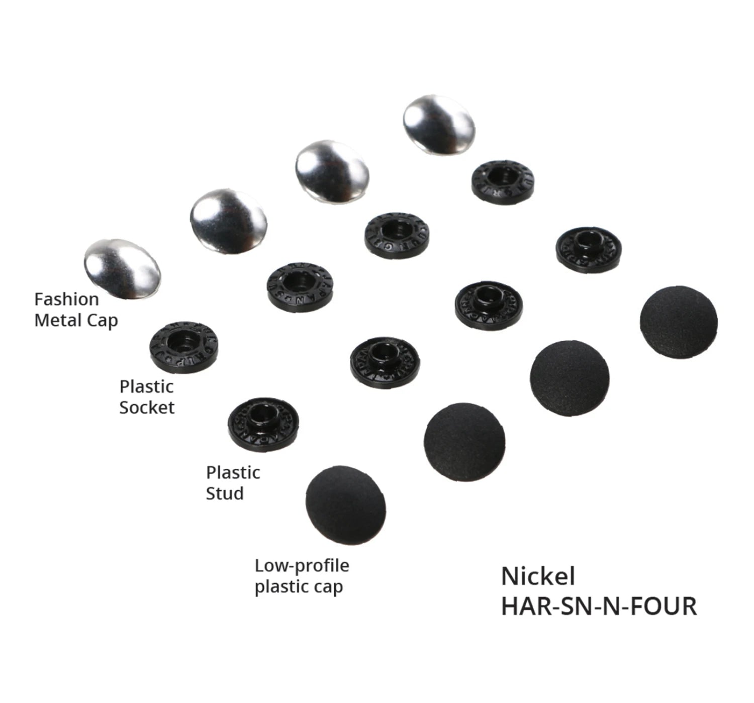 Tool-free Snaps - Set of Four - Nickel