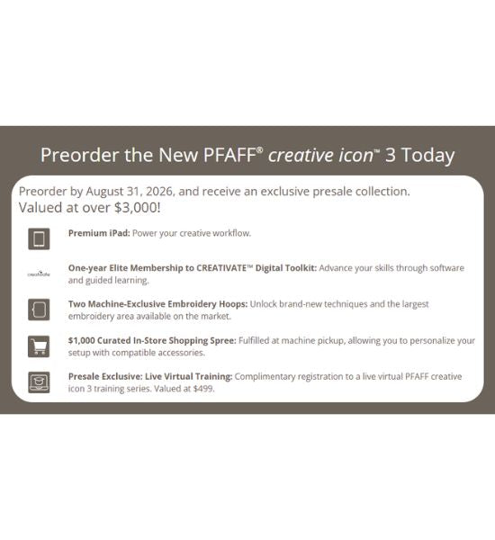 PFAFF Creative Icon 3 Sewing & Embroidery Machine | PRE-ORDER