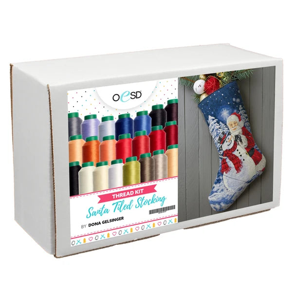 Dona Gelsinger Santa Tiled Stocking Thread Kit