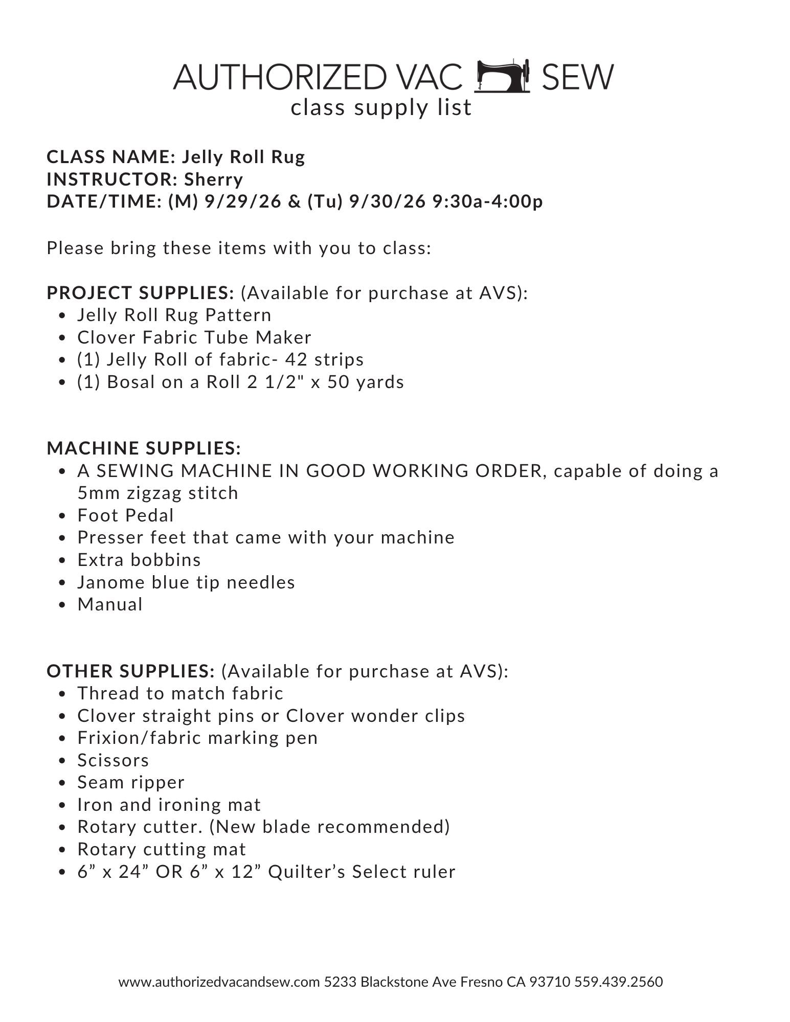Jelly Roll Rug 9/29/26 and 9/30/26 9:30a-4p