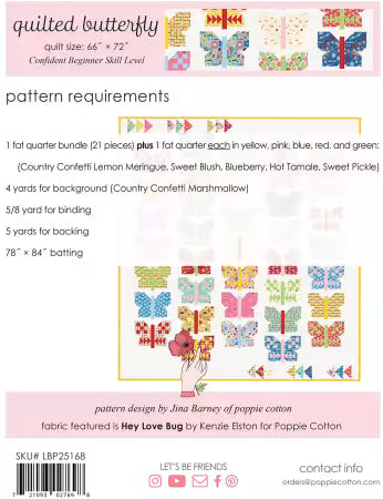 Hey Love Bug - Quilted Butterfly Quilt kit