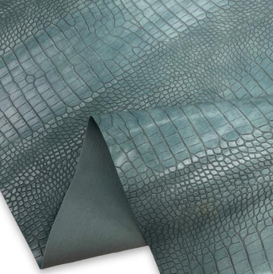 Simply Classic Large Scale Faux Crocodile Faux Leather – Blue/Green 18" x 54"