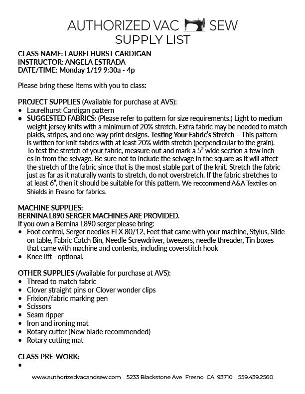 Capsule Wardrobe: Laurelhurst Cardigan 1/19/26 9:30a - 4:30p