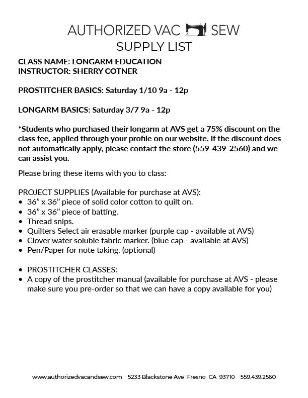 Longarm: Basics 3/7/26 9a - 12p