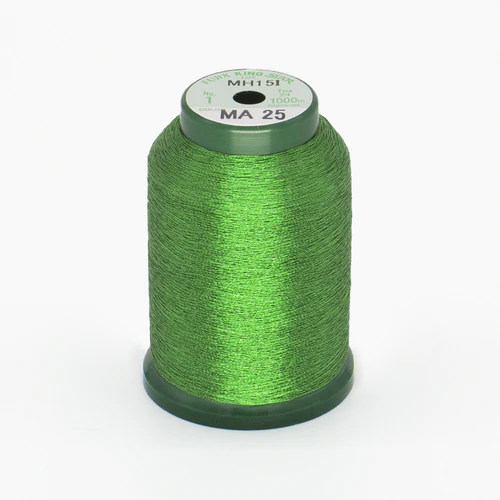 KINGSTAR METALLIC EMBROIDERY THREAD LEAF GREEN 1000M 40WT