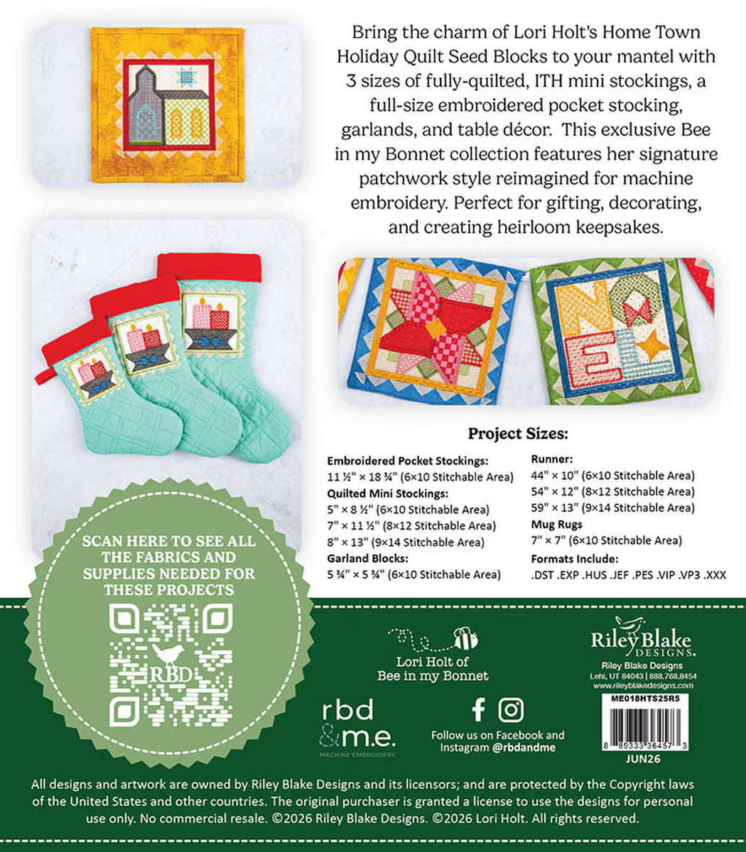 Machine Embroidery Home Town Holiday Stockings & Small Projects