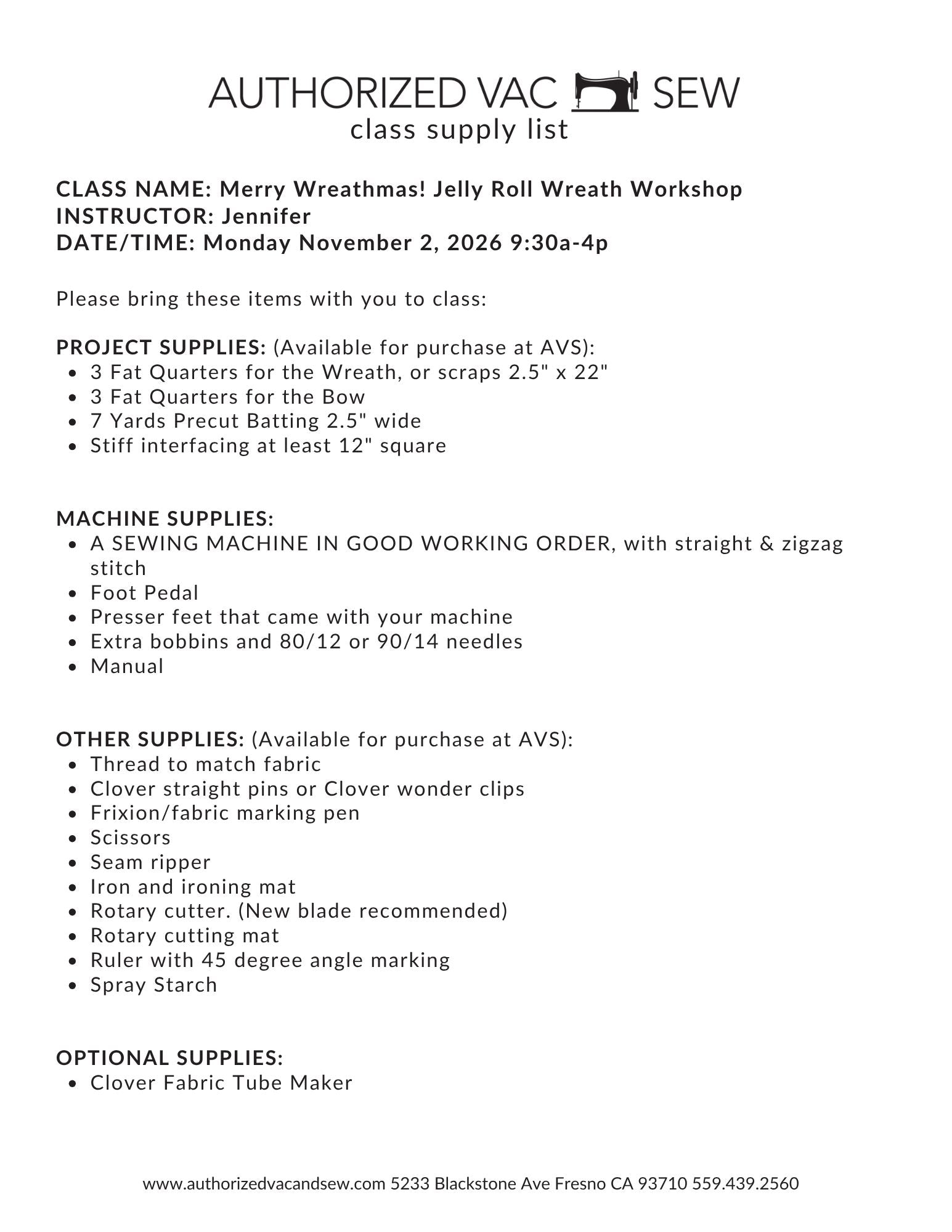 Merry Wreathmas! Jelly Roll Wreath Workshop 11/2/26 9:30a-4p