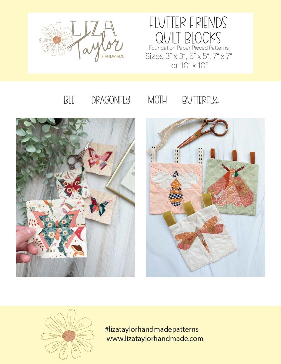 Liza Taylor Handmade Flutter Friends Quilt Blocks Pattern