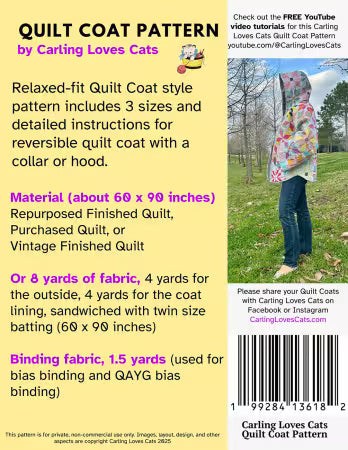 Carling Loves Cats Quilt Coat Pattern