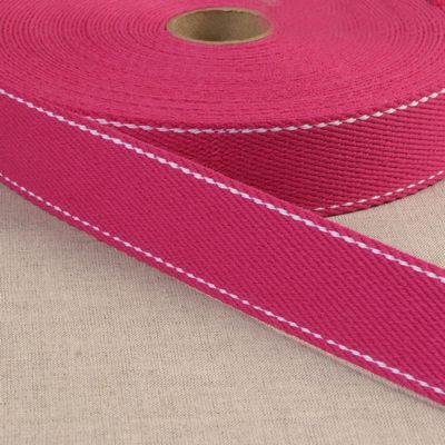 COTTON WEBBING WITH STITCHES PER YD FUSCHIA