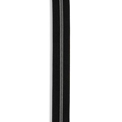 No. 5 Zipper Tape 1 1/4 in Black/Gunmetal