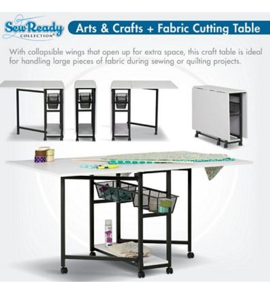 Sew Ready Mobile Folding Craft & Cutting Table with Storage
