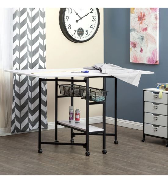 Sew Ready Mobile Folding Craft & Cutting Table with Storage
