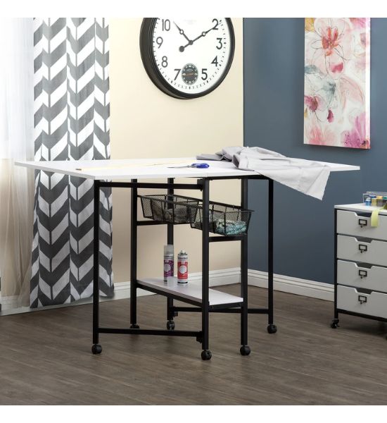 Sew Ready Mobile Folding Craft & Cutting Table with Storage