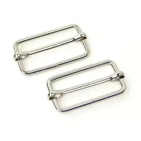 Two Slider Buckles 1 1/2" Nickel