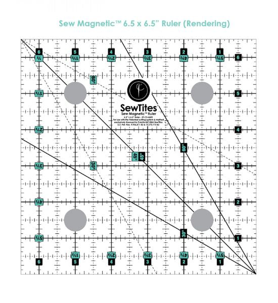 Sew Magnetic 6-1/2in x 6-1/2in Ruler – Right-Handed