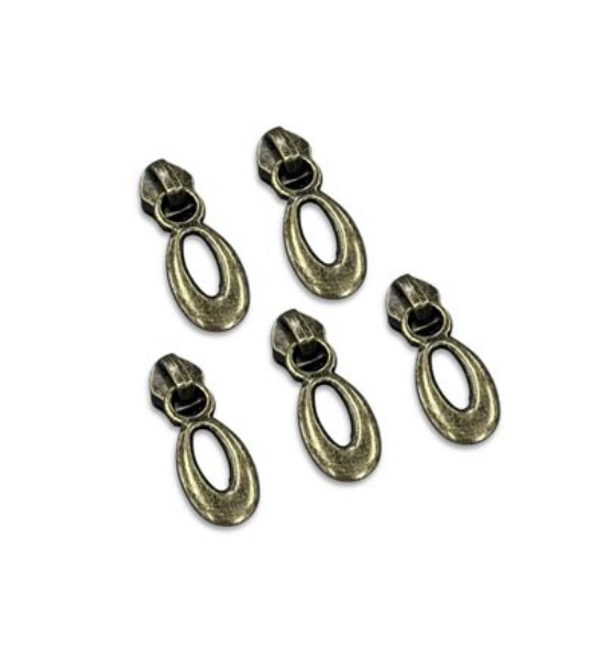 Simply Classic Teardrop Zipper Pull – No. 5 – Antique Bronze 5 Pack