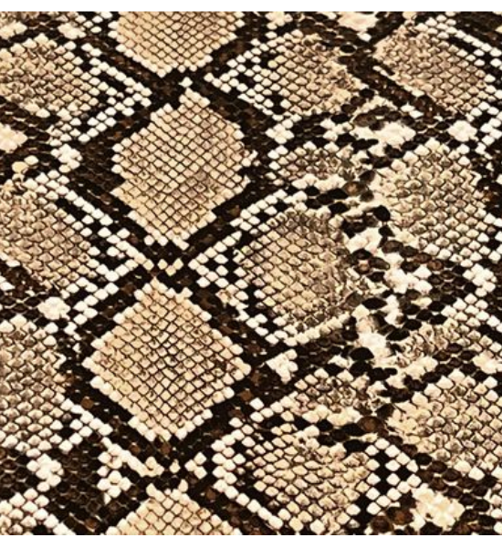 Simply Classic Faux Snake Print Faux Leather – Brown/Cream – 18" x 54"