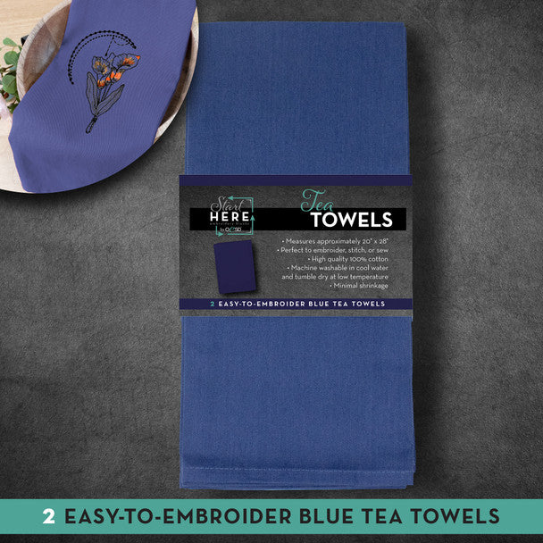 TEA TOWEL BLUE 20X28" 2/PK"