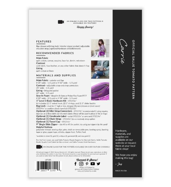 Carrie Bag Pattern — Sallie Tomato (LST185)