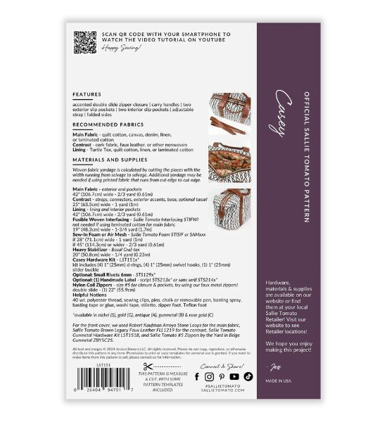 Casey Bag Pattern — Sallie Tomato (LST151)