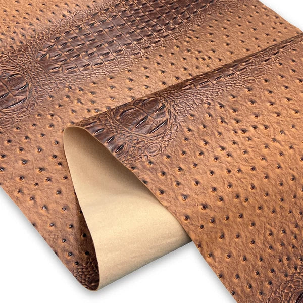 Crocodile/Ostrich Faux Leather – Honey Brown