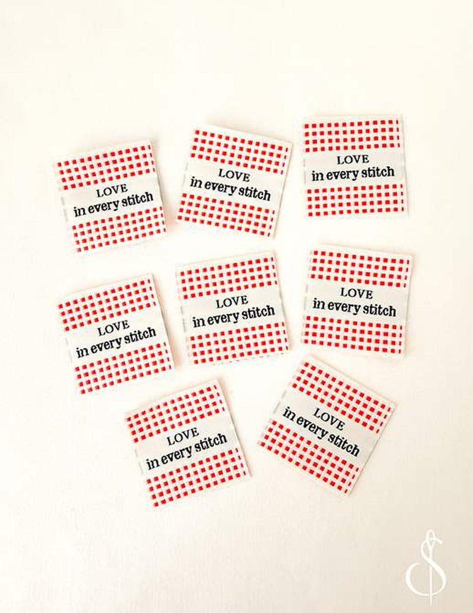 MINKI KIM CHECKER LOVE WOVEN LABEL