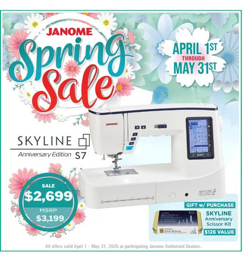 Janome Skyline S7 Anniversary Edition With FREE Advanced Accessory Bundle ($126 Value)